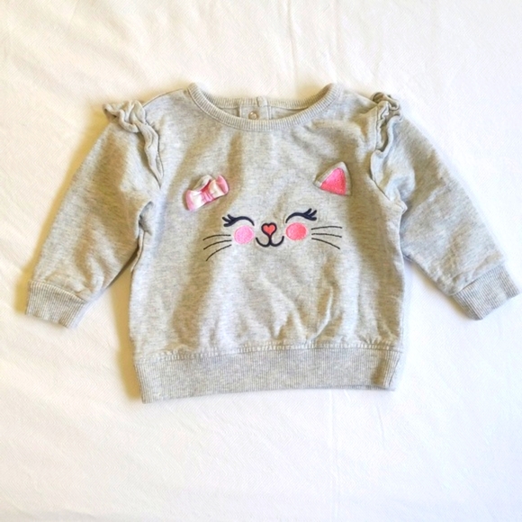 mixed brands kitten sweatshirt & floral leggings outfit set 6-12 month baby girl - Picture 3 of 8